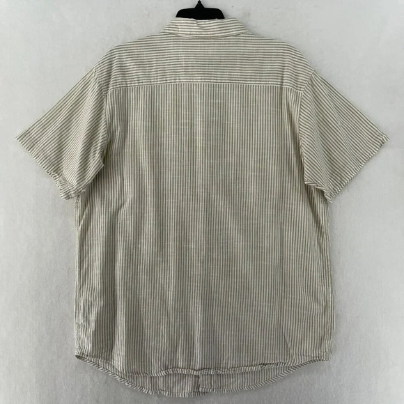 Columbia Shirt Men's Sz L Beige Regular Fit Button-Up Striped Collared Pocket - Picture 2 of 12